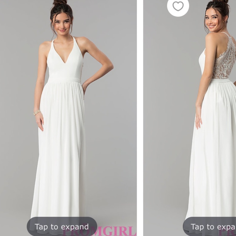 Promgirl long white dress with lace back